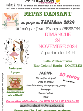 TÉLÉTHON REPAS DANSANT Le 24 nov 2024