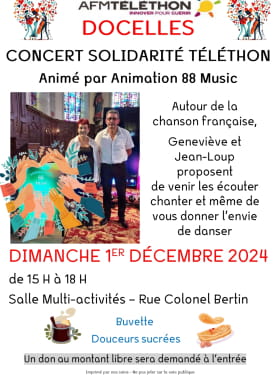 CONCERT SOLIDARITÉ TÉLÉTHON Le 1 déc 2024