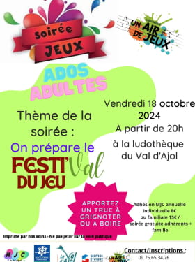 SOIRÉE JEUX Le 18 oct 2024