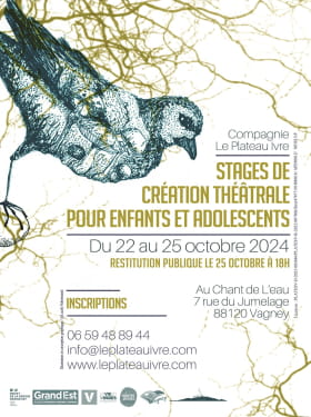 STAGE DE CRÉATION THÉÂTRALE POUR ENFANTS... Du 22 au 25 oct 2024